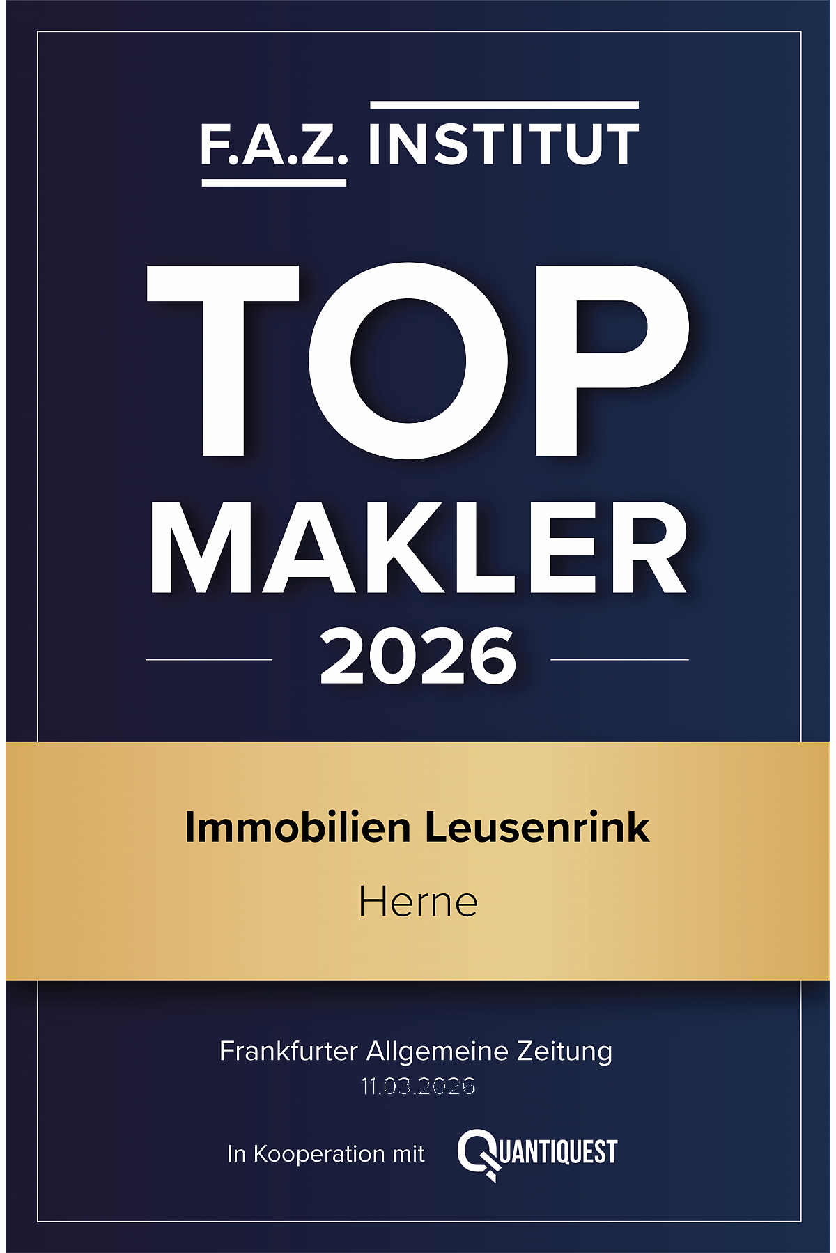 Foto Frankfurter Allgemeine Zeitung Institut k�rt Leusenrink Immobilien zum Top-Makler 2026