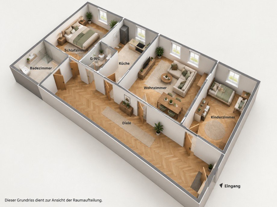 3D-Grundriss Etagenwohnung Herne / Horsthausen