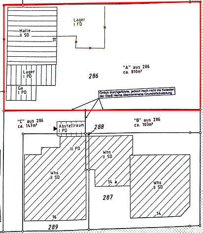 Lageplan Wohngrundst�ck Herne