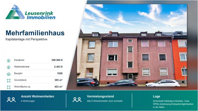 Mehrfamilienhaus Herne Mehrfamilienhaus Solide Kapitalanlage in Herne: Gepflegtes Mehrfamilienhaus mit 6 Wohneinheiten