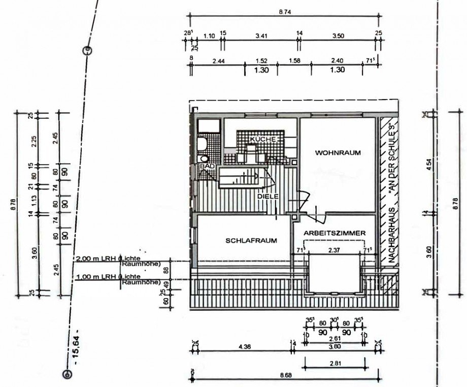 Grundriss OG Doppelhaush�lfte Herten / Scherlebeck