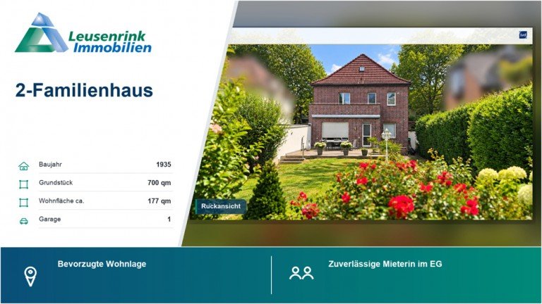2-Familienhaus Herne / Eickel Zweifamilienhaus Freistehendes 2-FH mit gro�em Grundst�ck - Wohnung im 1. OG frei