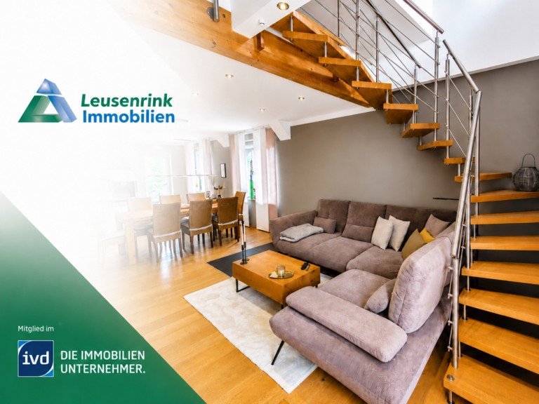 Leusenrink-Immobilien Herne / Wanne Etagenwohnung Architektonisches Schmuckst�ck: Gro�z�gige Maisonette mit Dachterrasse und eigener Garage